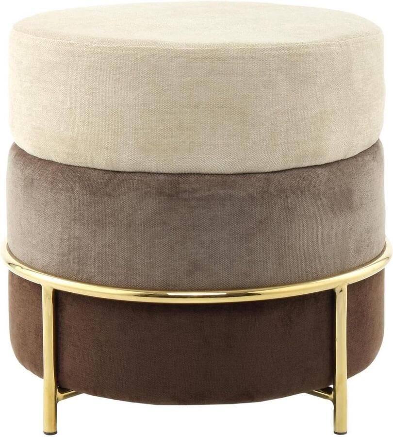 Goodivery Stijlvolle Comfortabele Poef met Goudkleurig Frame voor Woonkamer en Slaapkamer