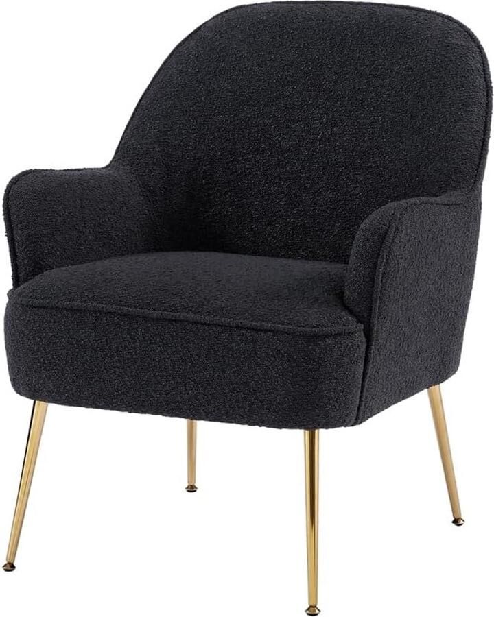 Goodivery Stijlvolle Comfortabele Stoffen Fauteuil met Goudkleurige Metalen Poten in Antraciet