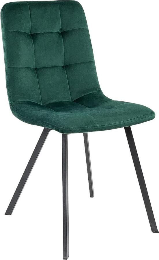 Goodivery Stijlvolle Donkergroene Eetkamerstoel Monz Luxe Samt en Sterk Metaal Kleuren