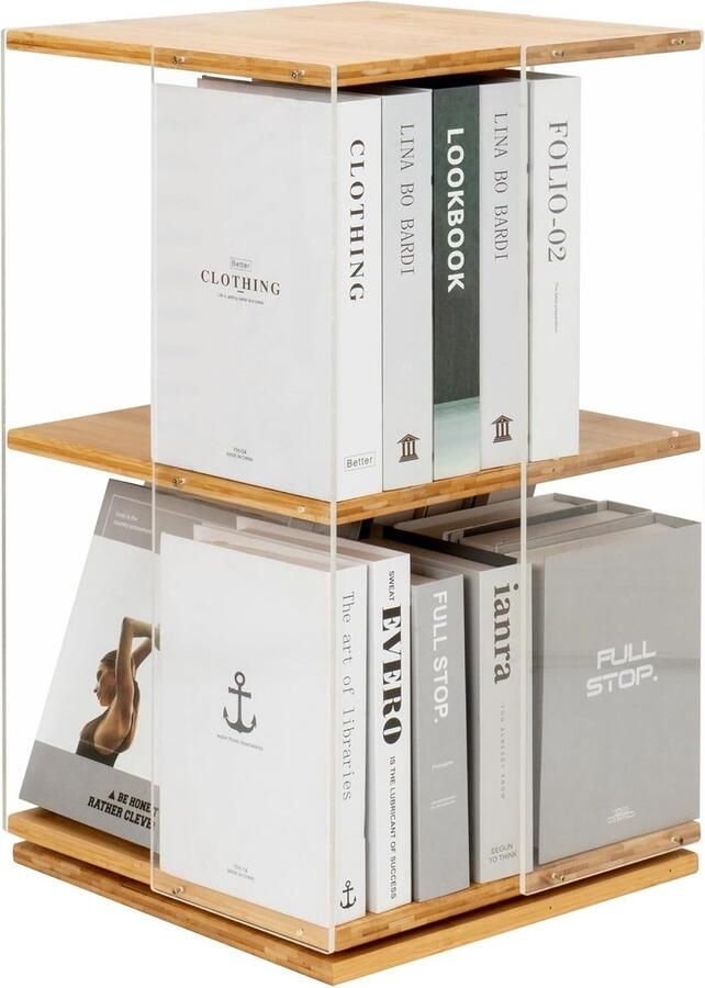 Goodivery Stijlvolle Draaibare Boekenkast met Acryl Planken voor Elke Ruimte in Huis of Kantoor