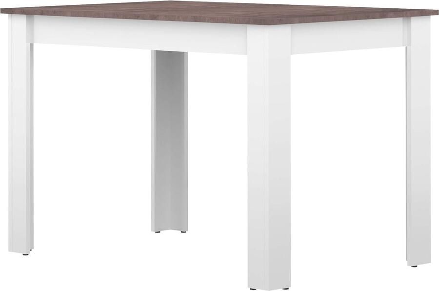 Goodivery Stijlvolle Eettafel met Betonlook Tafelblad en Witte Tafelpoten voor Binnengebruik