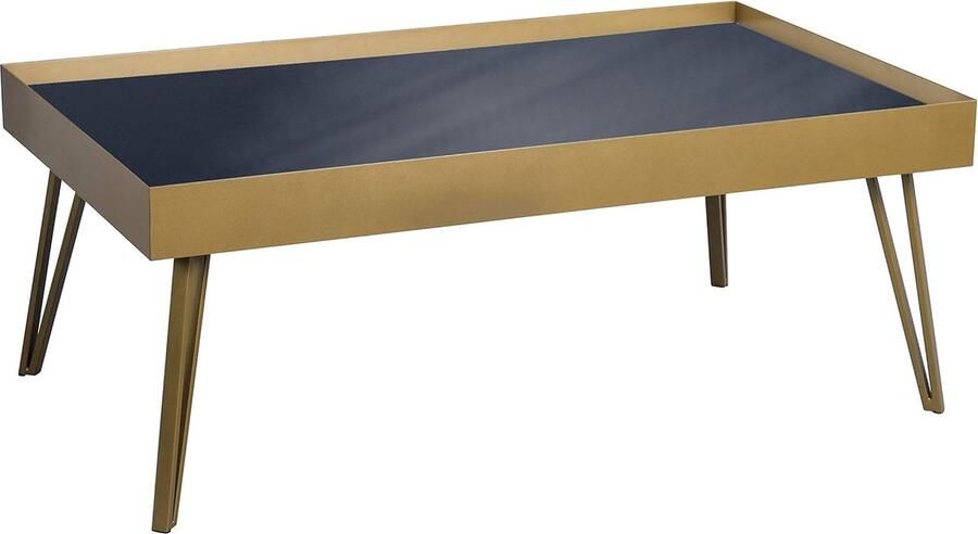Goodivery Stijlvolle en Moderne Salontafel met Zwart Veiligheidsglas en Gouden Metalen Frame 100x39x60cm