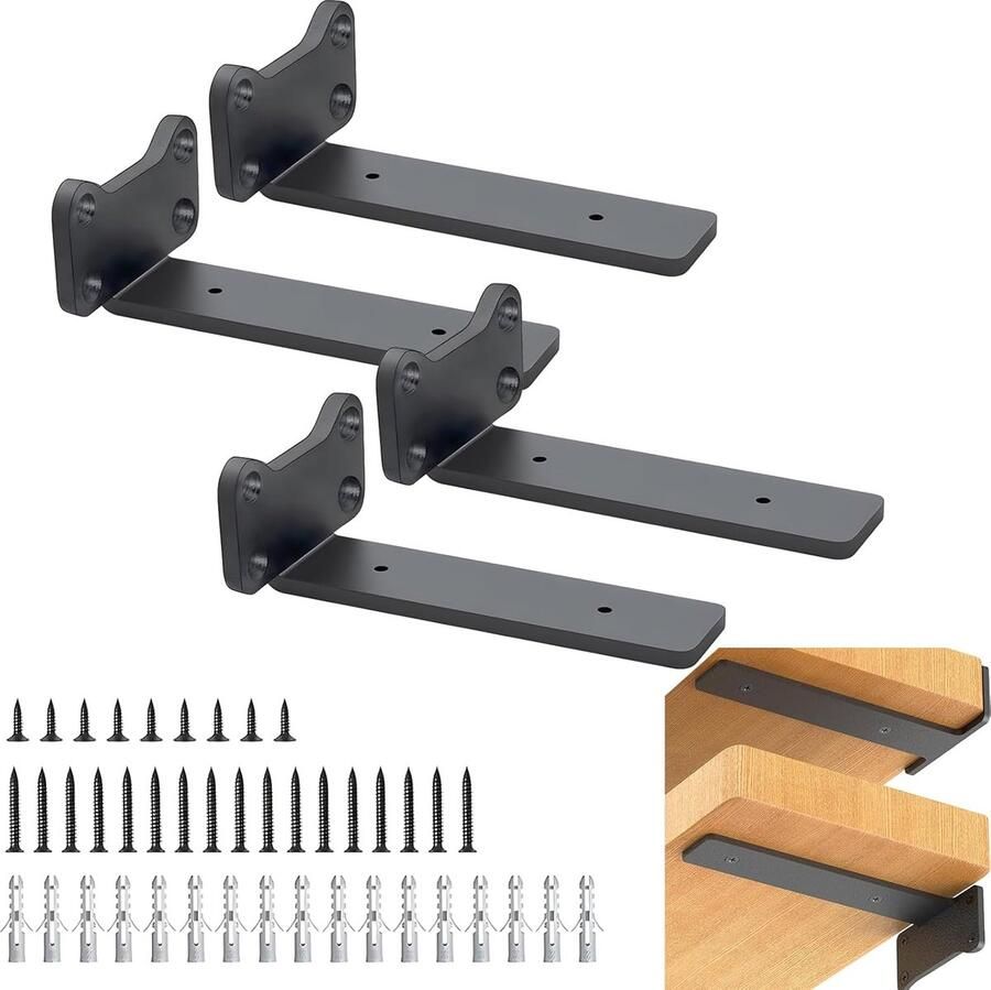 Goodivery Stijlvolle en Sterke Wandplanken Set van 4 met Bevestigingsmaterialen Max 75kg