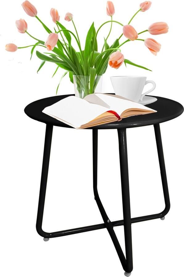 Goodivery Stijlvolle en Weerbestendige Ronde Bijzettafel voor Binnen- en Buitenruimtes