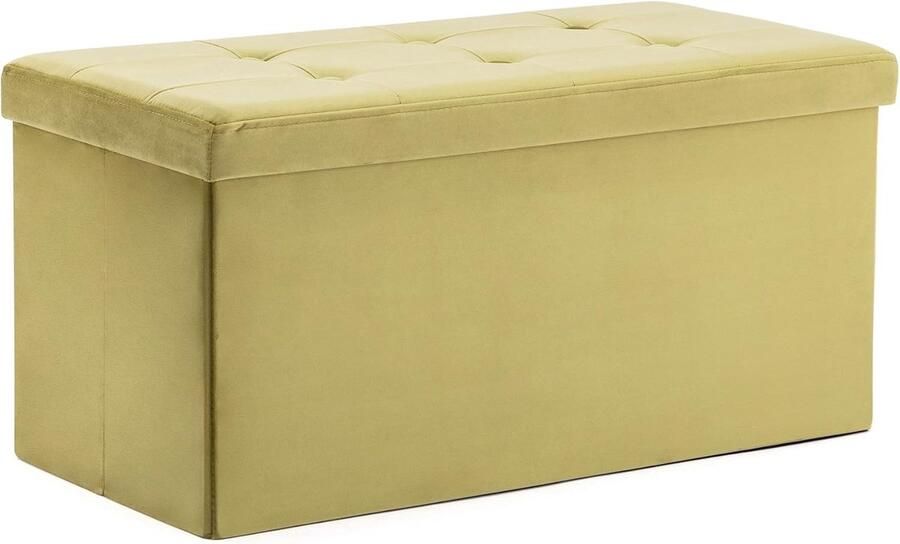 Goodivery Stijlvolle Fluwelen Opbergpoef met Deksel voor Woonkamer en Slaapkamer in Geel