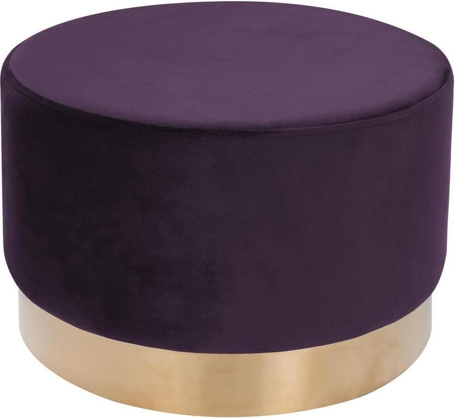 Goodivery Stijlvolle Fluwelen Poef met Gouden Details voor Woonkamer Slaapkamer of Kledingkamer Groot Rond Paars