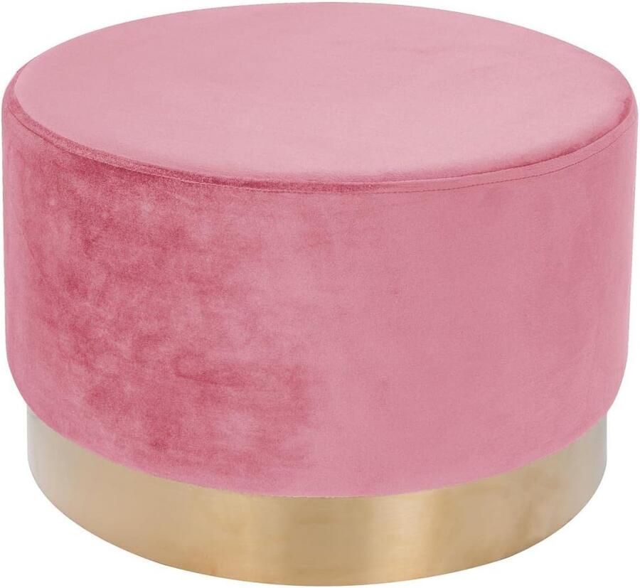 Goodivery Stijlvolle Fluwelen Poef met Gouden Rand voor Woonkamer Slaapkamer of Kleedkamer