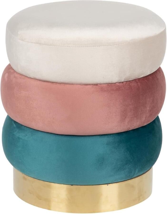 Goodivery Stijlvolle Fluwelen Poef met Metalen Onderstel voor Modern Interieur 40 x 40 x 43 cm