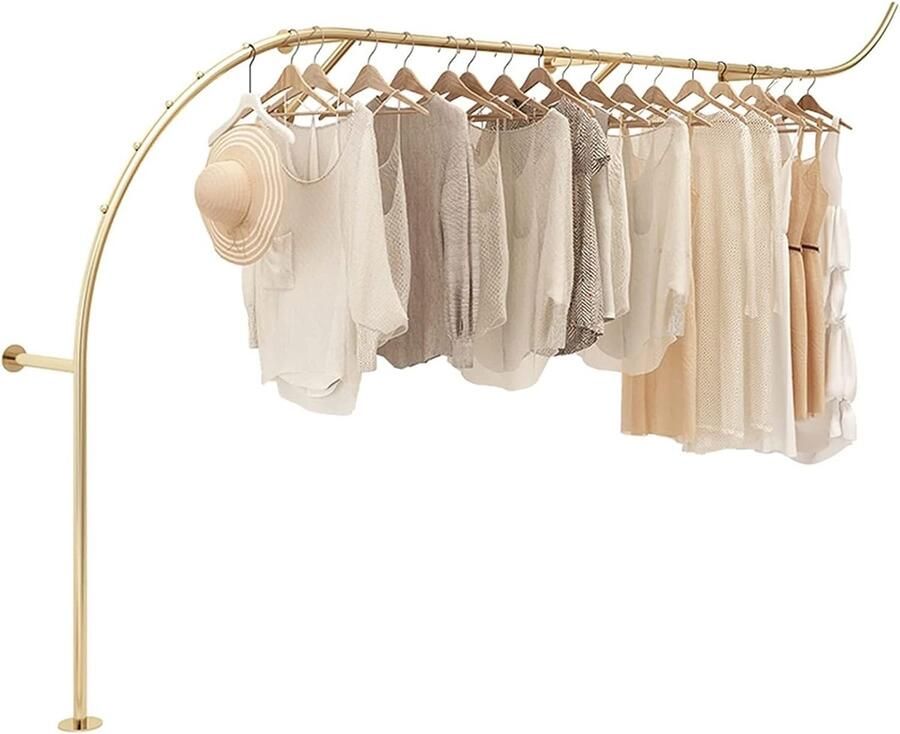 Goodivery Stijlvolle Gouden Kledingrail voor Wandmontage Creatieve S-Vorm