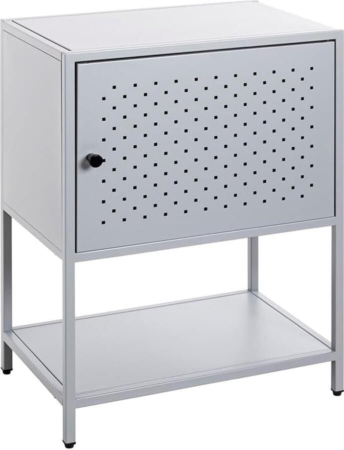Goodivery Stijlvolle Grijze Metalen Console met Deur en Plank voor Veelzijdig Gebruik B 45 cm x H 60 cm x D 30 cm