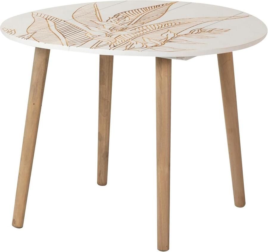 Goodivery Stijlvolle Houten Bijzettafel voor Woonkamer in Natuurlijke en Witte Kleuren