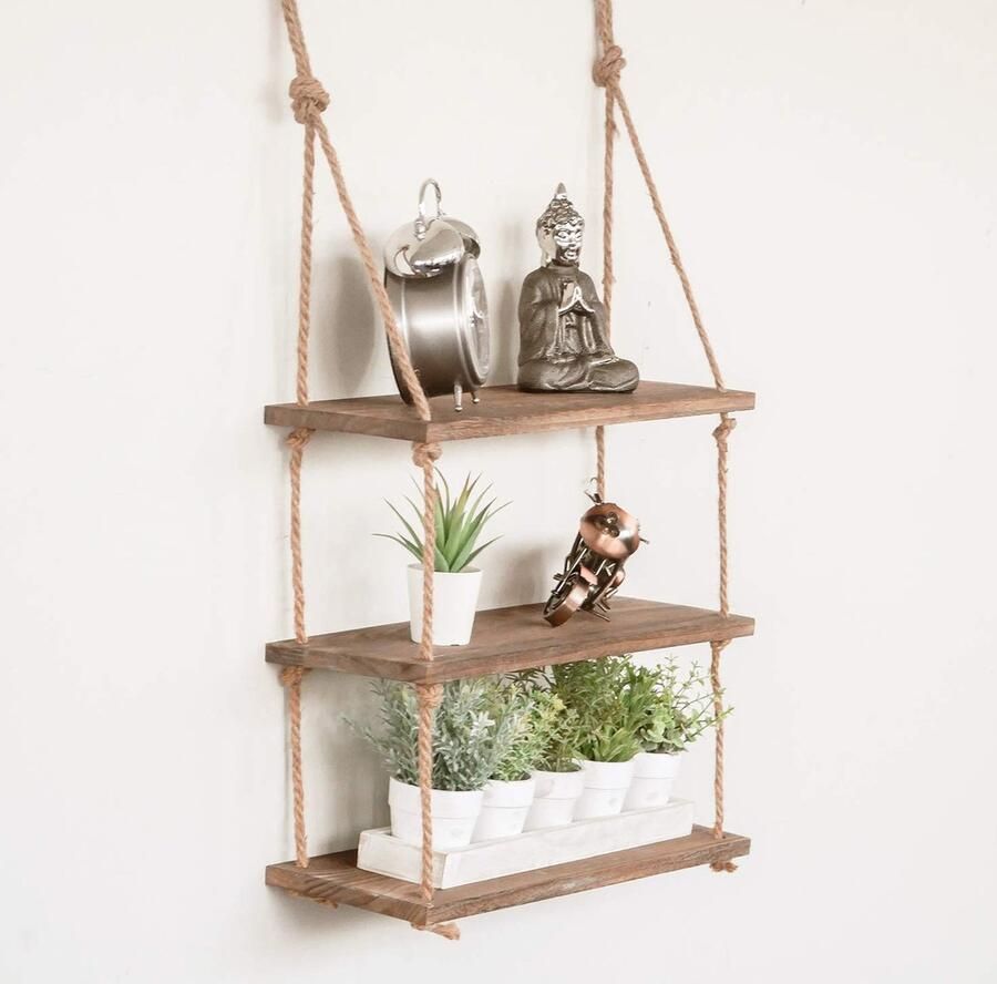 Goodivery Stijlvolle Houten Hangrekken voor Ruimtes met Rustiek Ontwerp en Meerdere Lagen