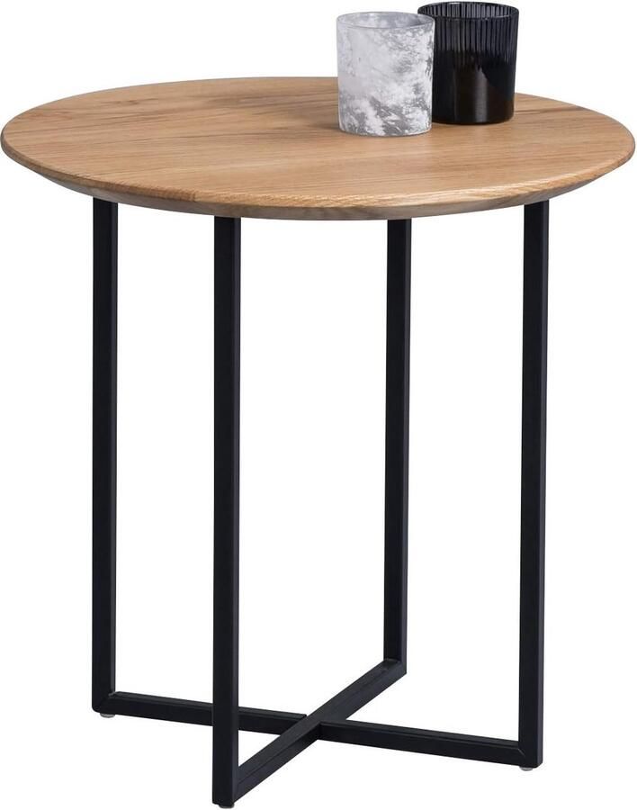 Goodivery Stijlvolle Houten Salontafel en Bijzettafel met Industrieel Ontwerp Bruin Diameter 45 cm Hoogte 46 cm