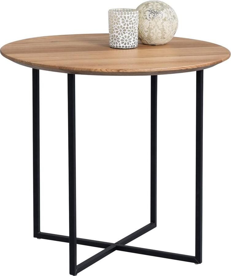 Goodivery Stijlvolle Houten Salontafel of Bijzettafel met Industrieel Ontwerp 60 cm Diameter