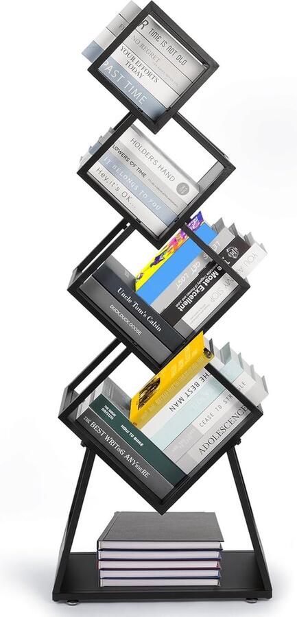 Goodivery Stijlvolle Industriële Boekenkast in Boomvorm met 5 Niveaus voor Woonkamer Kantoor en Slaapkamer