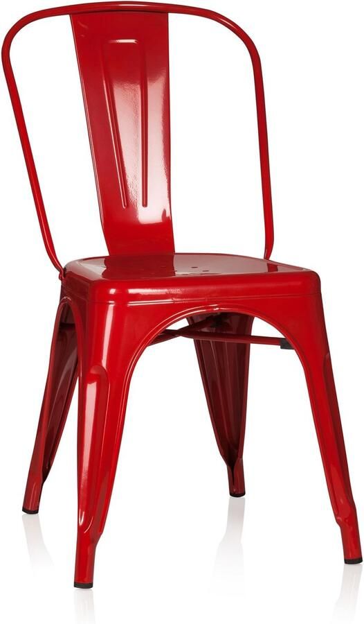 Goodivery Stijlvolle industriële metalen bistrostoel in rood voor thuis en horeca