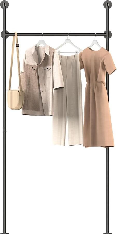 Goodivery Stijlvolle Industriële Open Kledingkast Met Robuuste Kledingrails Voor Wandmontage En Ruimtebesparing
