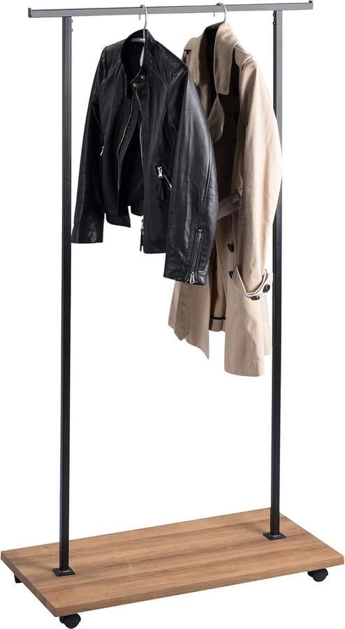 Goodivery Stijlvolle MDF Kledingrek met Metalen Stang en Houten Basisplaat 80 x 161 x 40 cm