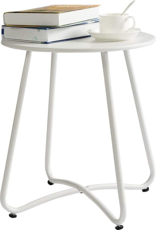 Goodivery Stijlvolle Metalen Ronde Bijzettafel voor Binnen en Buiten Gebruik Weerbestendig en Verstelbaar