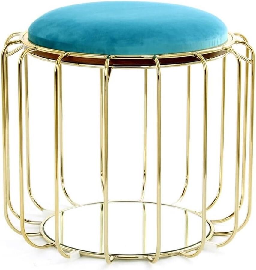 Goodivery Stijlvolle Multifunctionele Bijzettafel en Poef van Fluweel en Hout voor Woonkamer of Slaapkamer