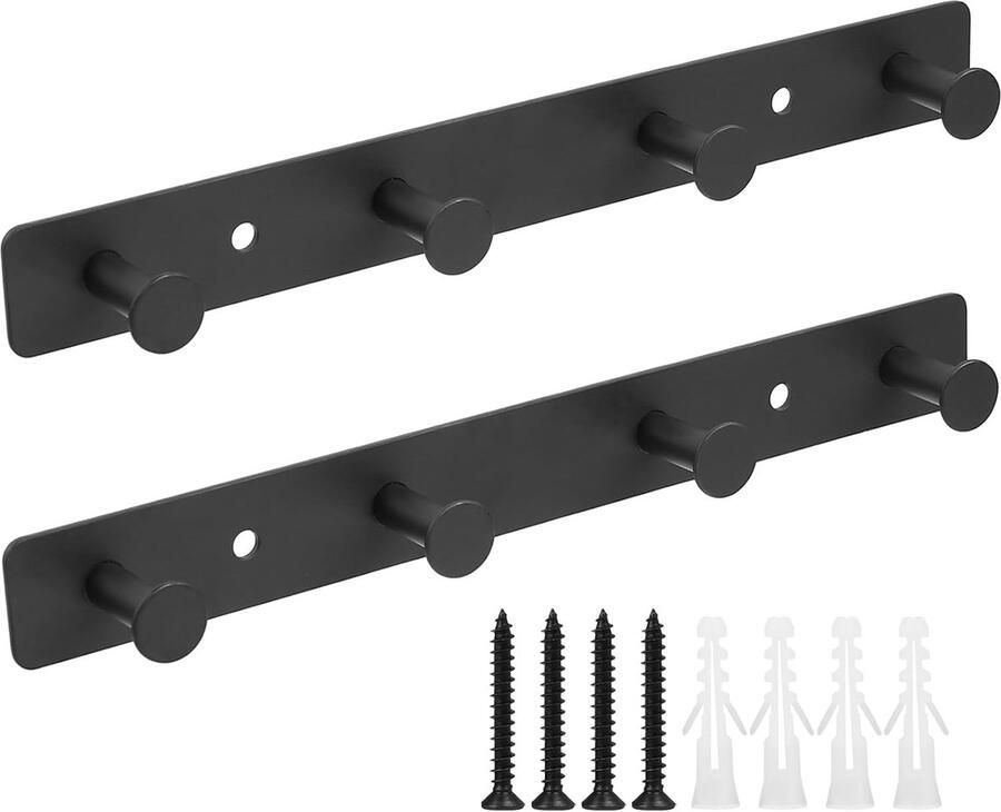 Goodivery Stijlvolle Muurhaken Set van 2 met Vier Haken voor Gebruiken in Huis