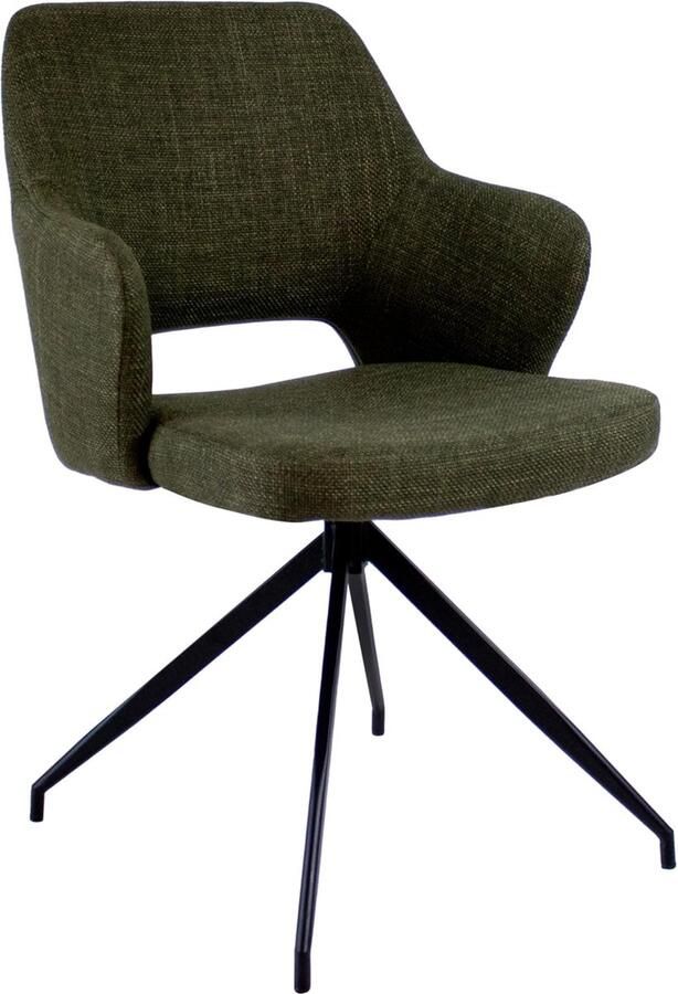 Goodivery Stijlvolle Nora Eetkamerstoel in Groene Textuurstof met Modern Design