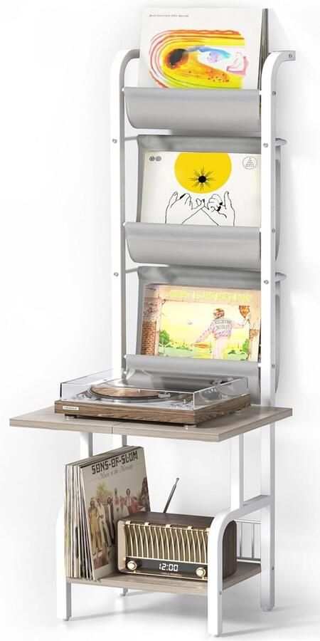 Goodivery Stijlvolle Platenspeler Tafel met Ruime Opslag voor Vinyl Collecties en Accessoires