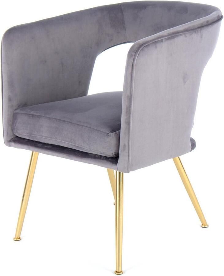 Goodivery Stijlvolle Retro Fluwelen Fauteuil met Goudkleurige Poten voor Woon- of Eetkamer