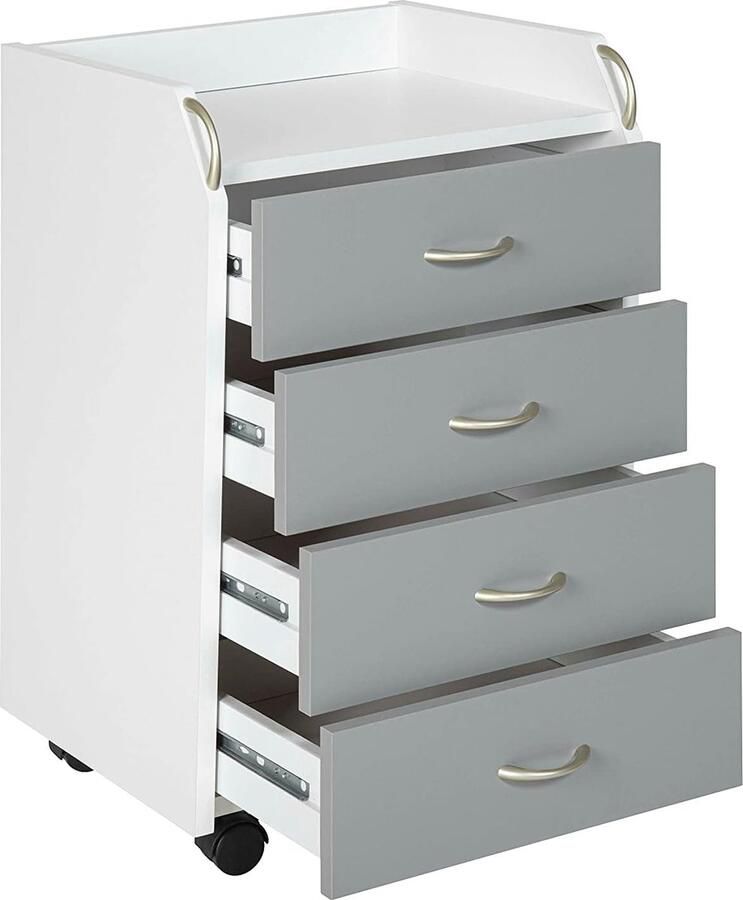 Goodivery Stijlvolle Rolcontainer met Vier Laden voor Kantoor en Thuisgebruik