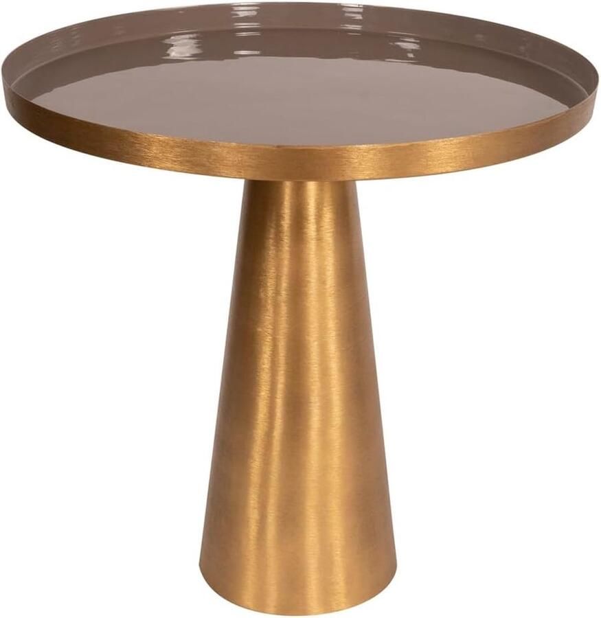 Goodivery Stijlvolle Ronde Bijzettafel Goudkleurig met Conische Basis voor Woonkamer en Slaapkamer