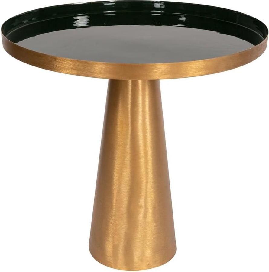 Goodivery Stijlvolle Ronde Bijzettafel met Conische Basis en Glanzende Afwerking in Donkergroen