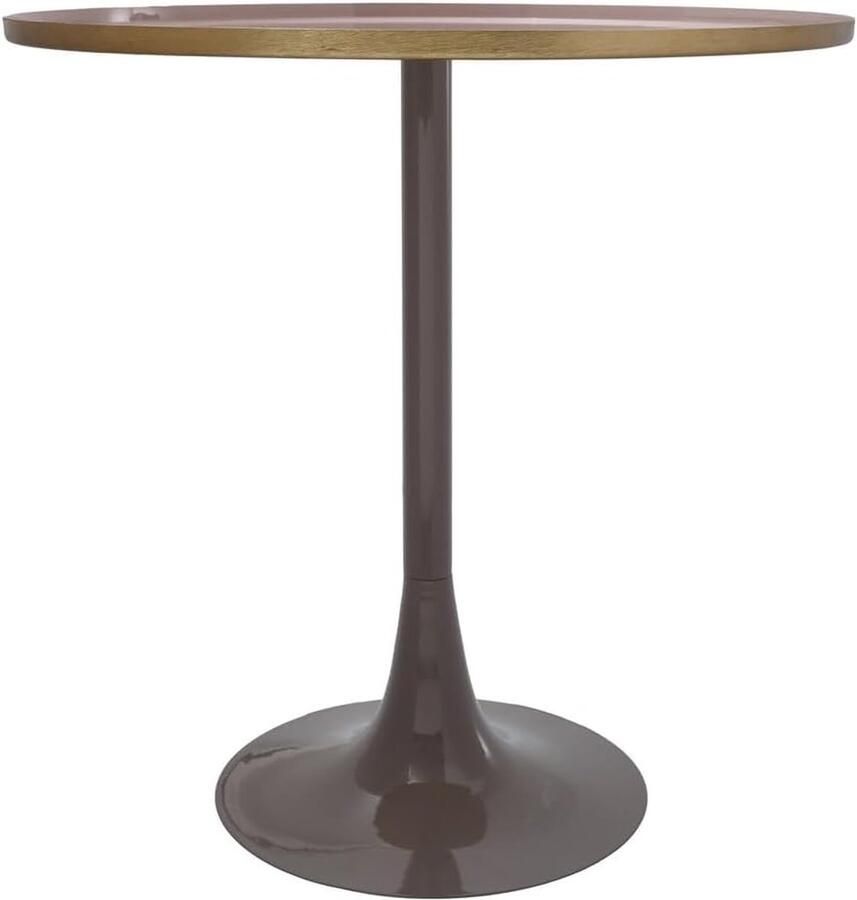 Goodivery Stijlvolle Ronde Bijzettafel met Filigrain Basis en Glanzende Lak voor Woonkamer of Slaapkamer in Roze Grijs