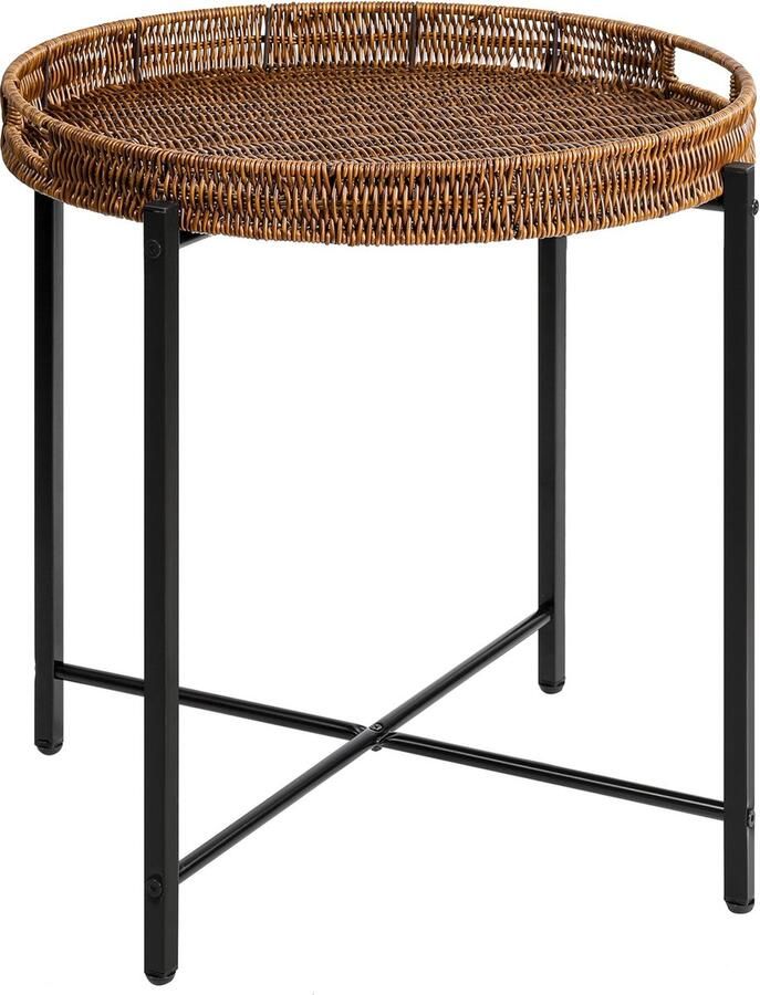 Goodivery Stijlvolle Ronde Bijzettafel met Multifunctioneel Dienblad en Verstelbare Poten