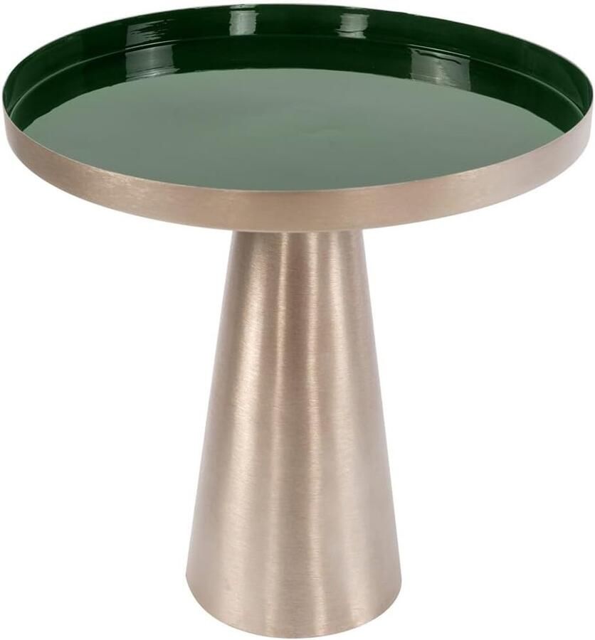 Goodivery Stijlvolle Ronde Bijzettafel van 100% IJzer met Glanzende Afwerking en Conische Basis