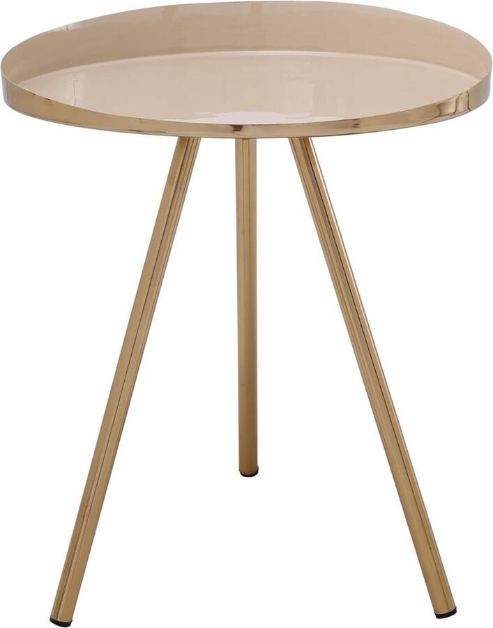 Goodivery Stijlvolle Ronde Bijzettafel van 100% IJzer met Glanzende Afwerking en Handige Handgrepen