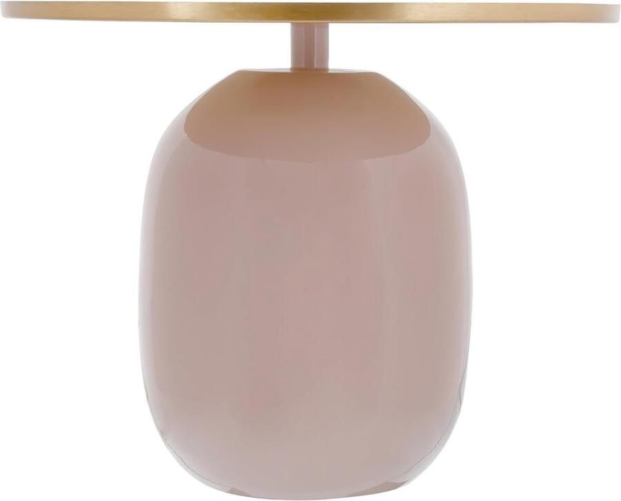 Goodivery Stijlvolle Ronde Bijzettafel van Hoogglans Metaal voor Woonkamer en Hal 100% IJzer Handgemaakt 40.5 cm Hoog Donkerroze Goud