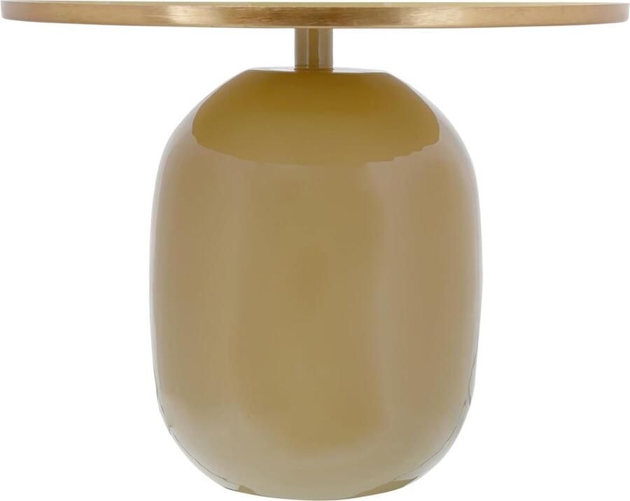 Goodivery Stijlvolle Ronde Bijzettafel van Hoogglans Metaal voor Woonkamer en Hal Handgemaakt en Retro Look