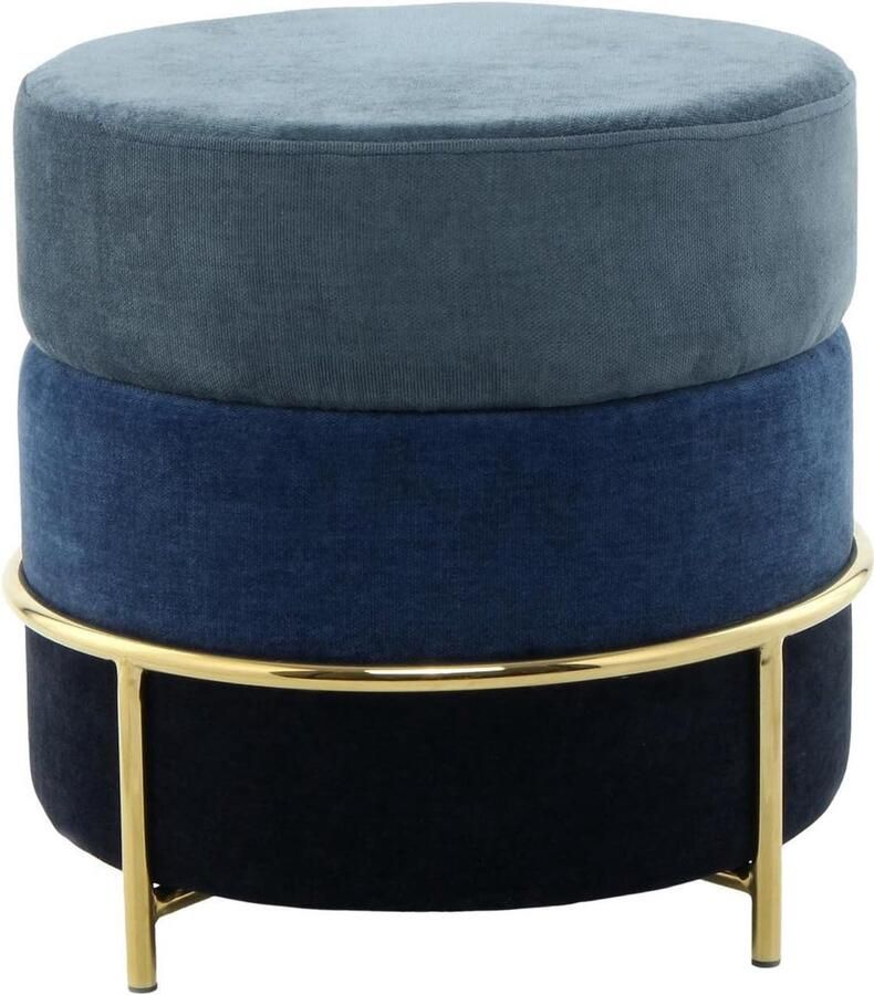 Goodivery Stijlvolle Ronde Poef met Fluweelzachte Bekleding en Goudkleurig Frame voor Ruimtes