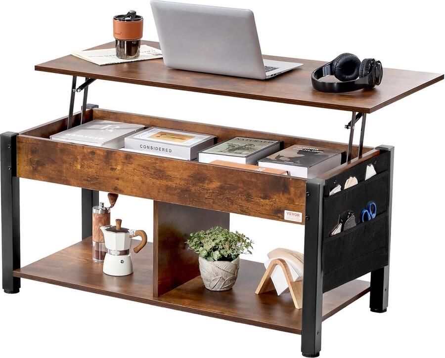 Goodivery Stijlvolle Salontafel met Verstelbaar Tafelblad en Royale Opbergruimte voor Woonkamer