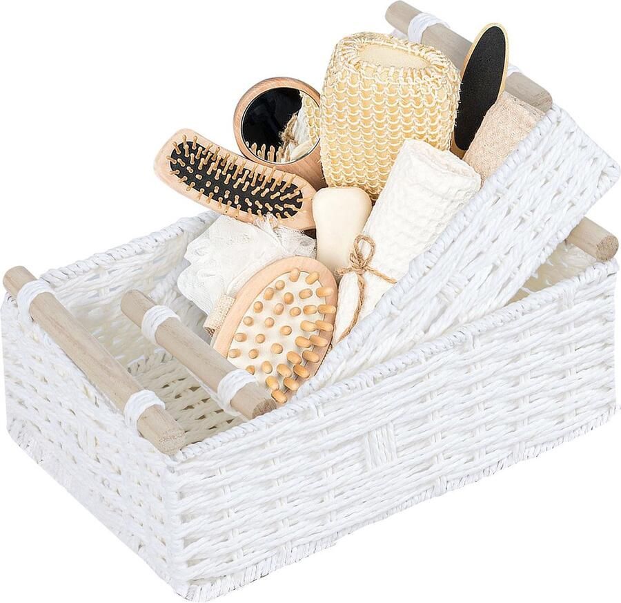 Goodivery Stijlvolle Set Van 2 Handgemaakte Geweven Opbergmanden Met Handvatten Decoratief En Praktisch