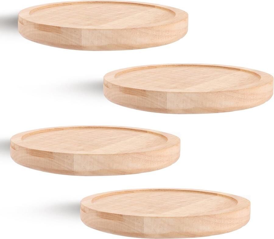 Goodivery Stijlvolle Set van 4 Ronde Houten Wandplanken voor Decoratie en Opslag