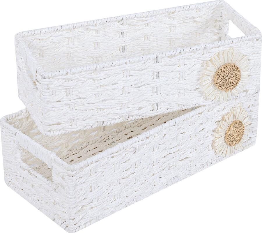 Goodivery Stijlvolle Set Van Twee Gevlochten Opbergmanden Met Handvatten Voor Ruimtes