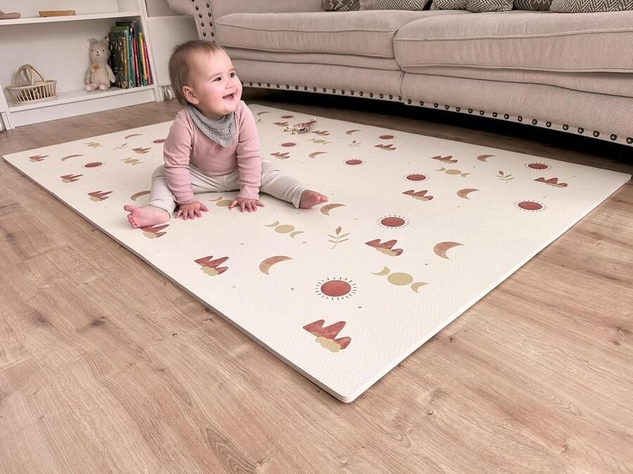Goodivery Stijlvolle speelmat Moon Extra grote puzzelmat 180 x 120 cm XL stukjes 62 cm BPA- en vrij van schadelijke stoffen baby kruipmat