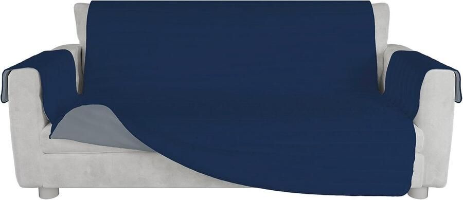 Goodivery Stijlvolle Tweezijdige Microvezel Bankhoes voor Driezitsbanken in Donkerblauw en Lichtgrijs