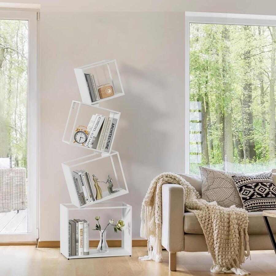 Goodivery Stijlvolle Vierlaagse Boekenkast met Modern Design voor Elke Kamer