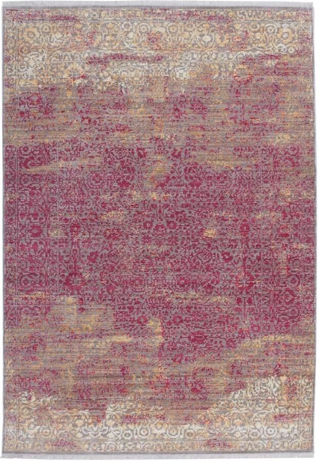 Goodivery Stijlvolle Vintage Korte Pool Vloerkleed met Franje en Zigzagpatroon Rood en Beige 80 x 150 cm