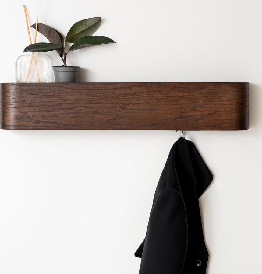 Goodivery Stijlvolle Wandgemonteerde Kapstok met Verborgen Haken en Eikenhouten Afwerking