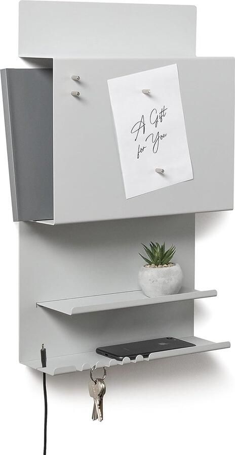 Goodivery Stijlvolle Wandorganizer met Stalen Constructie en Magnetisch Bord 30 x 9 x 49 cm