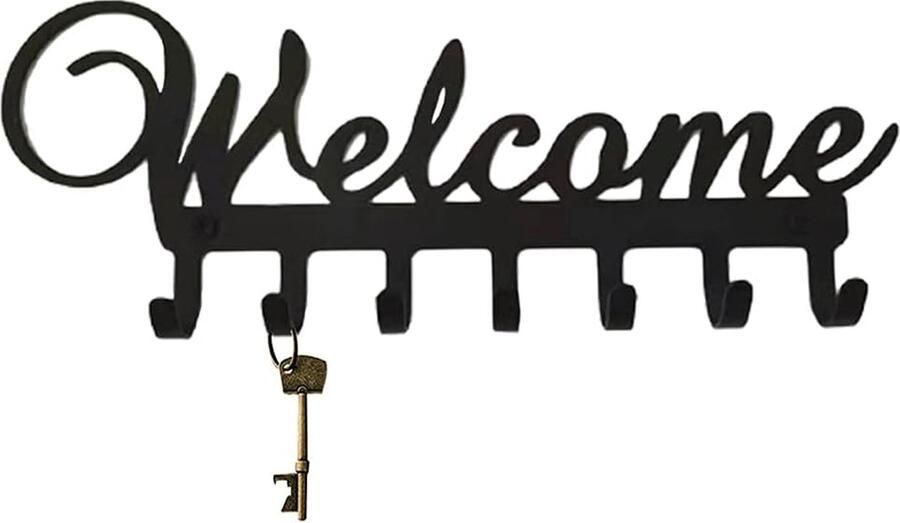 Goodivery Stijlvolle Wandorganizer Sleutelhouder met Rustieke Metalen Haakjes voor Sleutels en Kleine Items