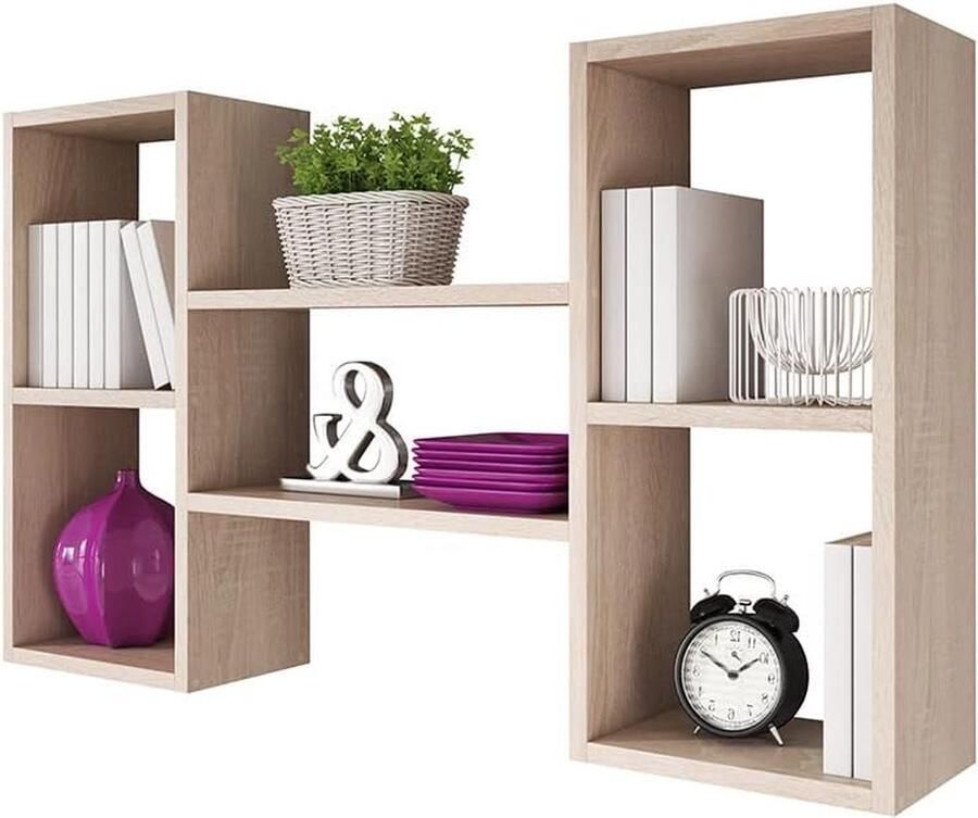 Goodivery Stijlvolle Wandplank met 5 Vakken in Sonoma Eiken Mat 60 x 102 cm